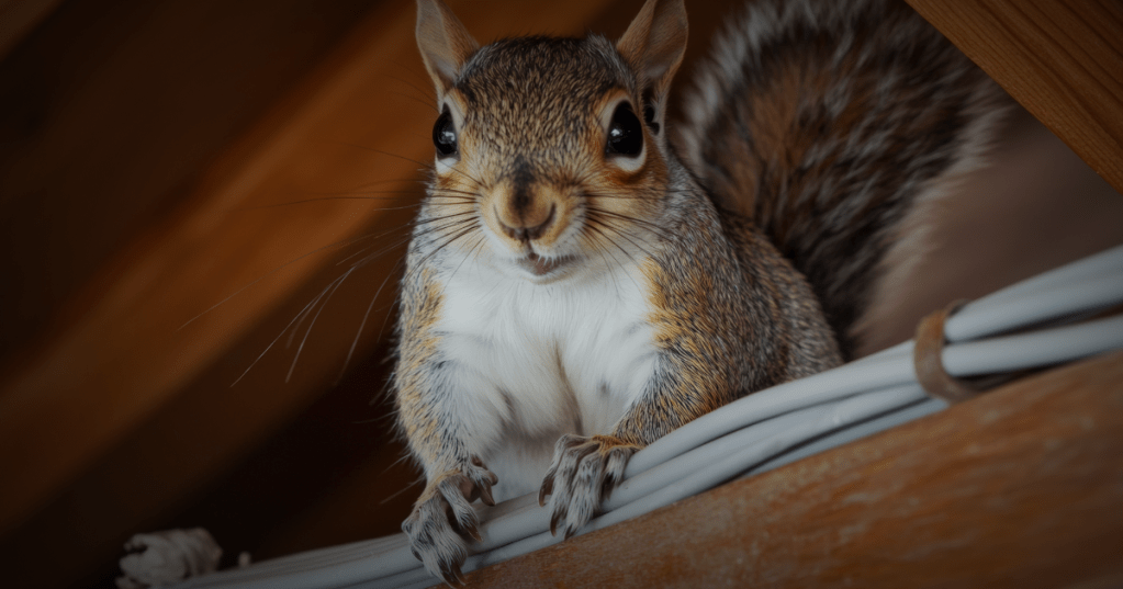 squirrel in attic of home in central Massachusetts with Swat Pest Wildlife
