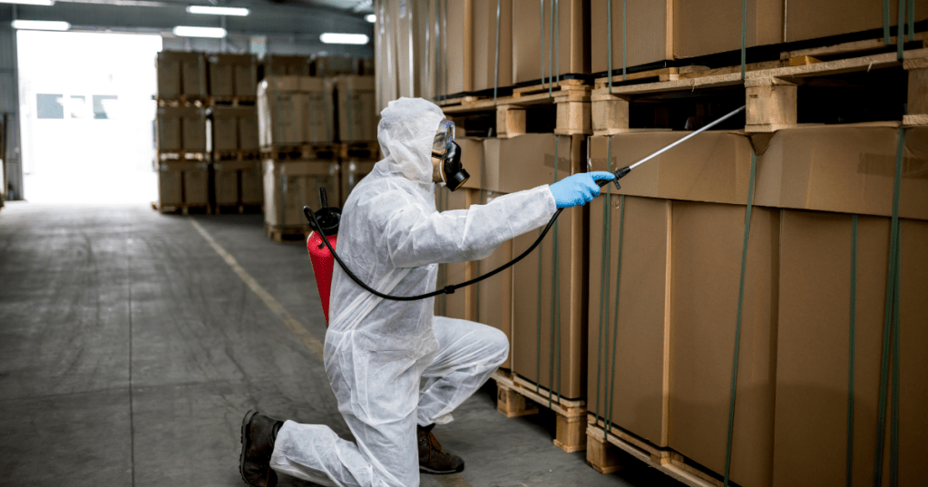 commercial pest control technician spraying by Swat in Worcester County, MA